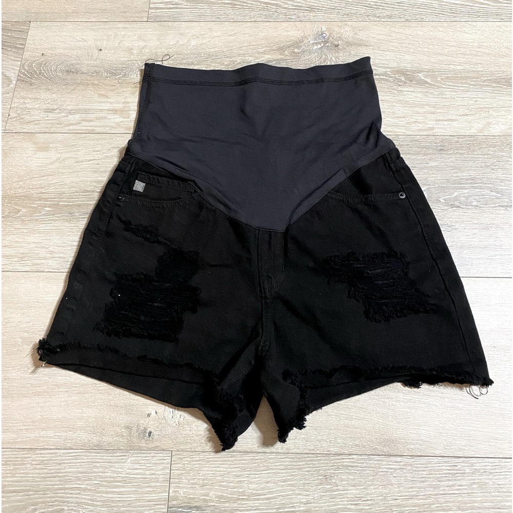 Blush women’s black maternity ripped shorts size M